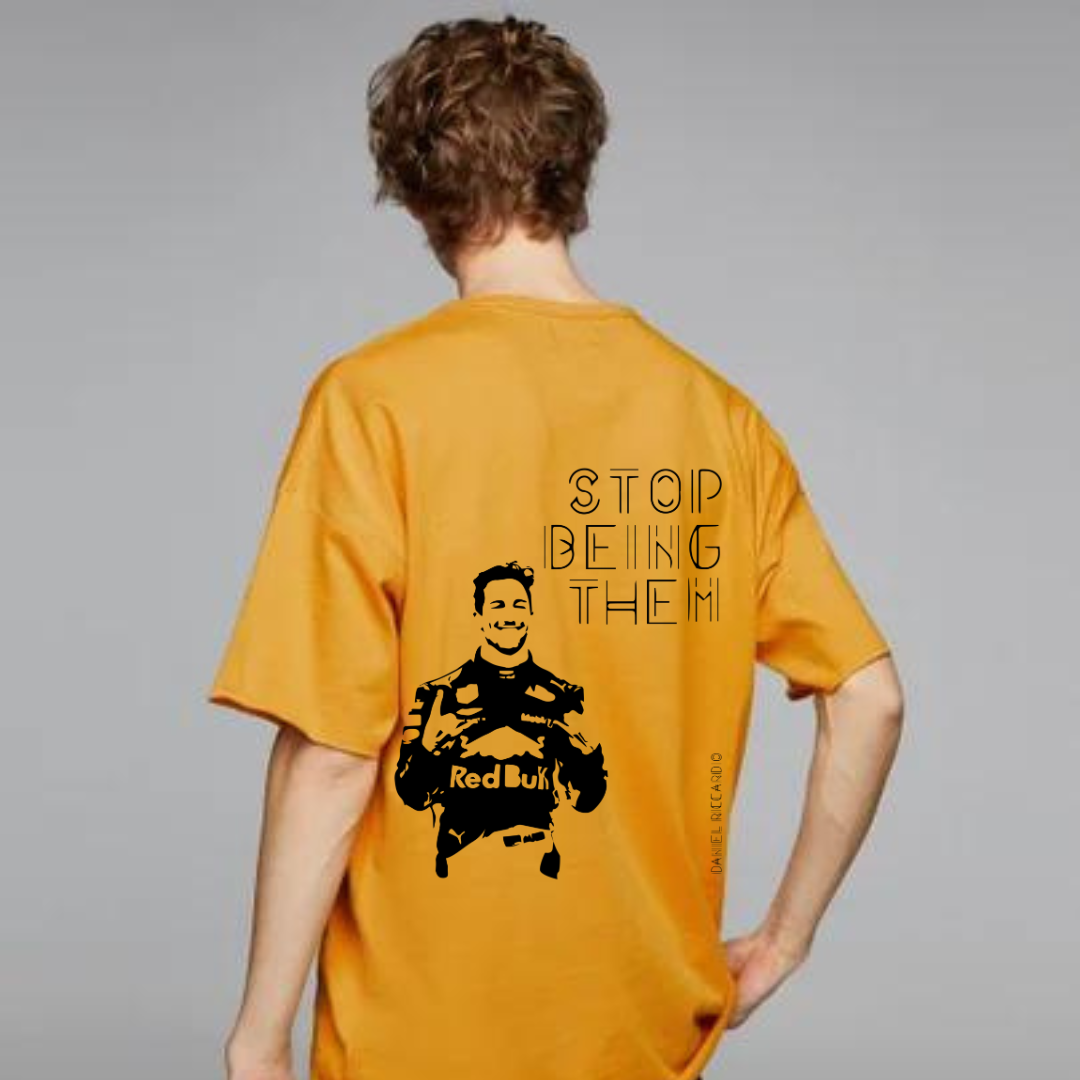 Daniel Ricciardo Formula 1 Stop Being Them Yellow Oversized T-shirt