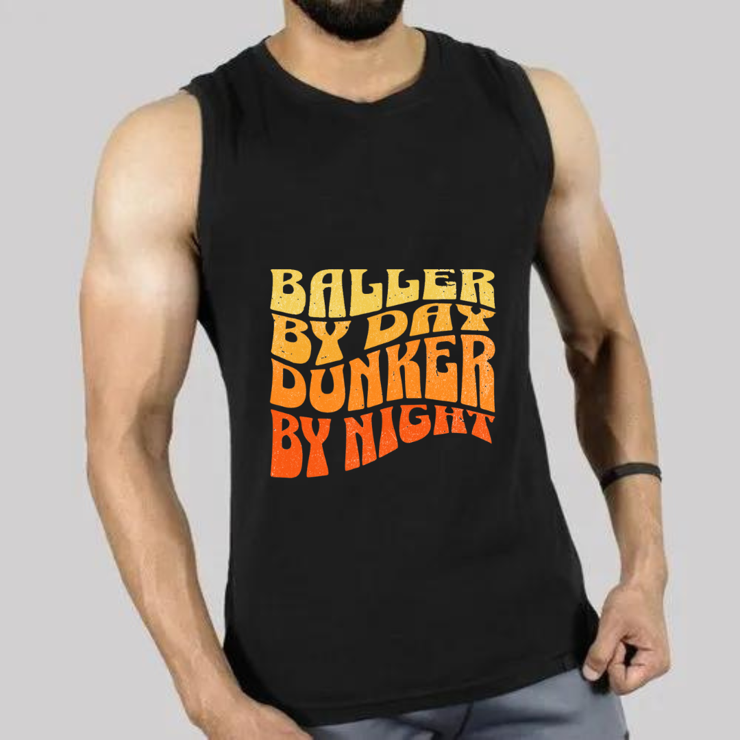 Baller By Day Dunker By Night Sleeveless T-shirt - BanterBox