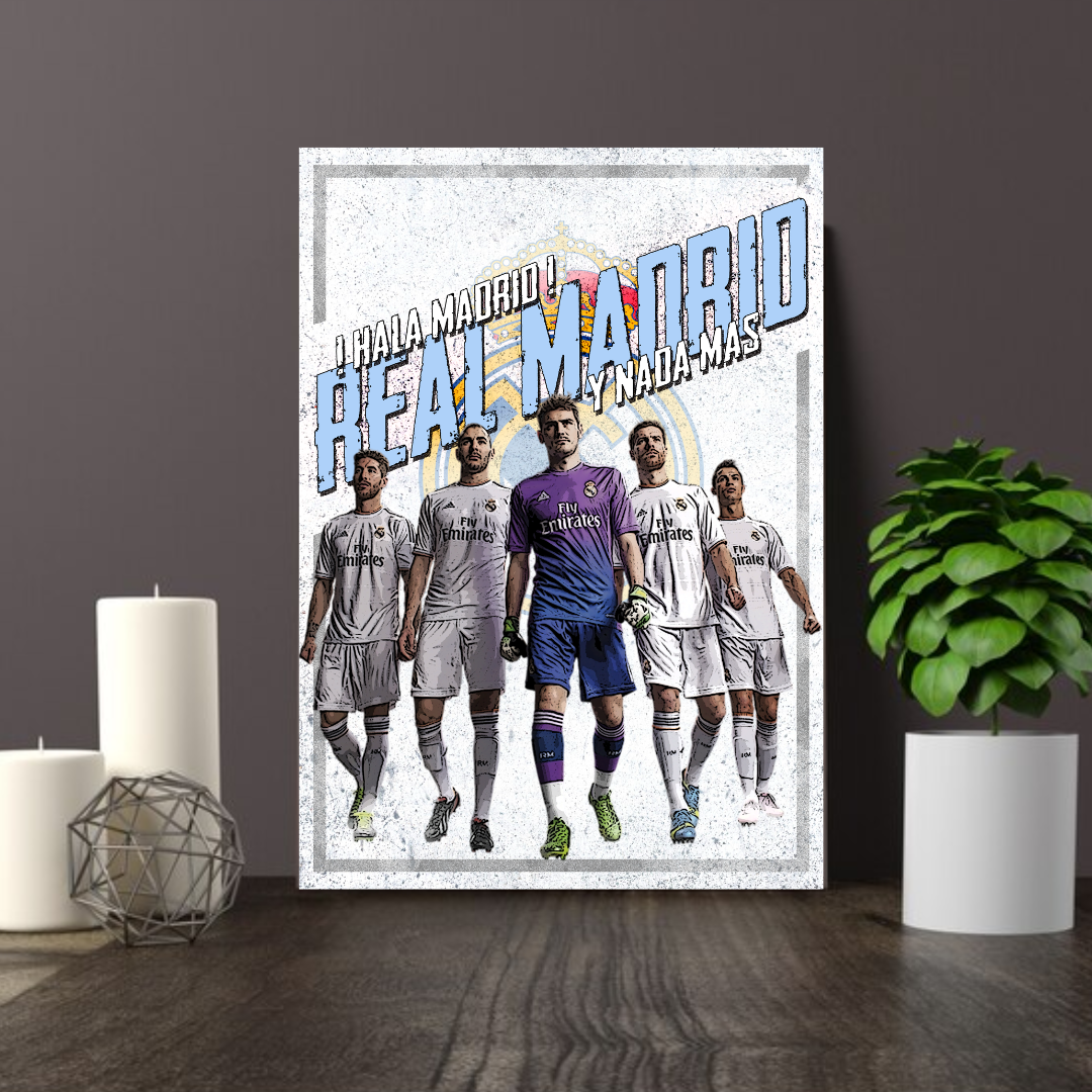 Real Madrid Football Canvas Cristiano Ronaldo, Karim Benzema, Sergio Ramos