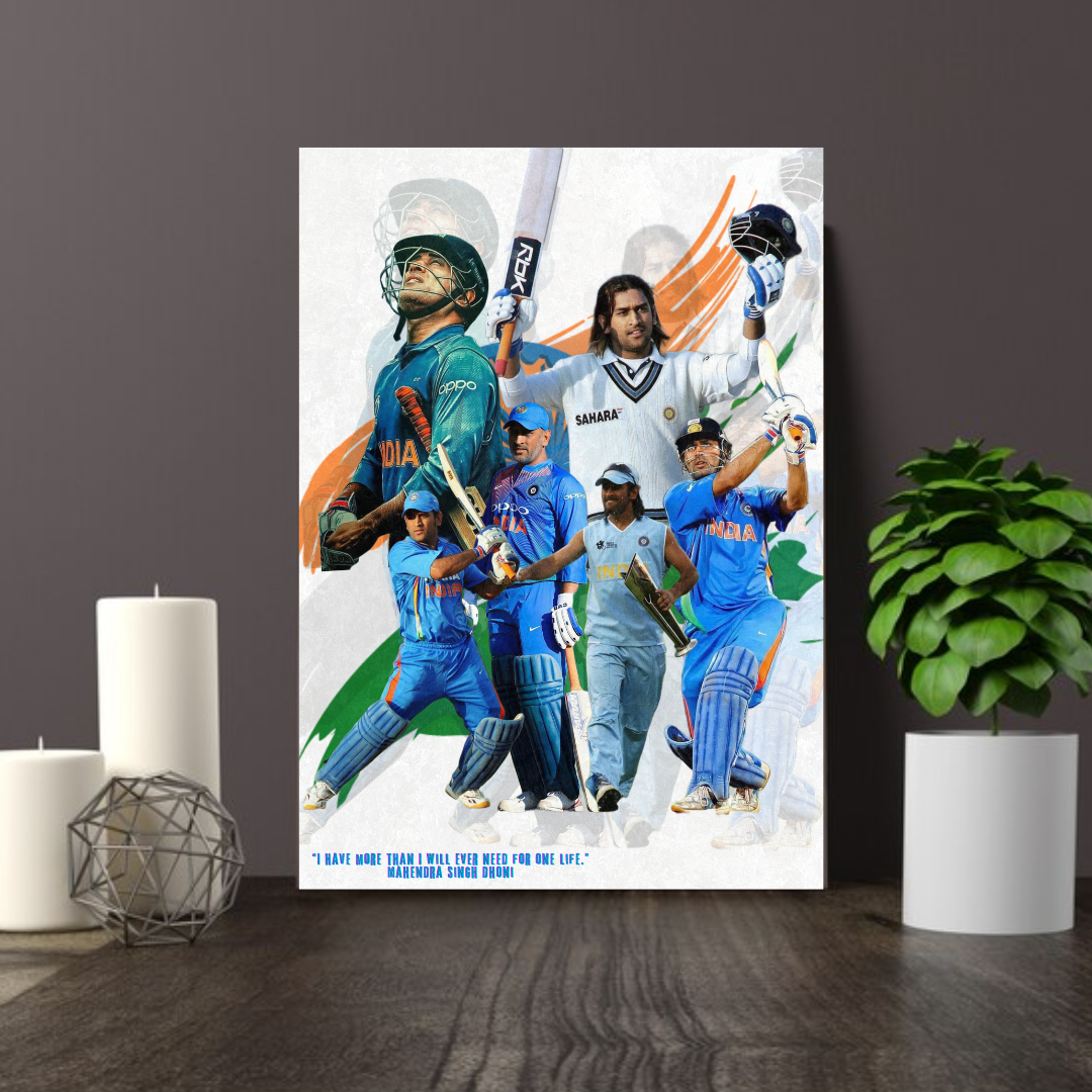 MS Dhoni Collage Poster/Frame/Canvas