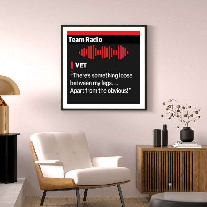 Sebastian Vettel "There's Something Loose Between My Legs" Framed Poster - BanterBox