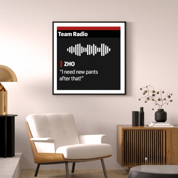 Zhou Guanyu "I Need New Pants After That!" Framed Poster - BanterBox