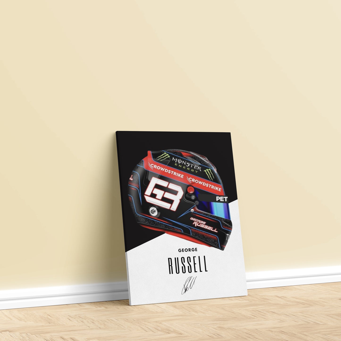 George Russel Helmet Theme Poster/Frame/Canvas - BanterBox