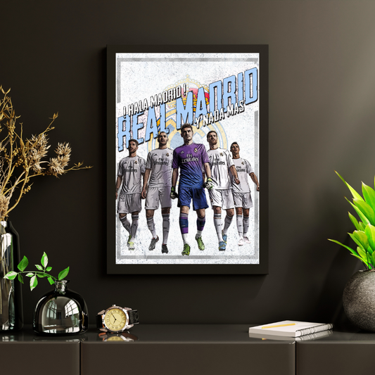 Real Madrid Football Black Framed Poster Cristiano Ronaldo, Karim Benzema, Sergio Ramos
