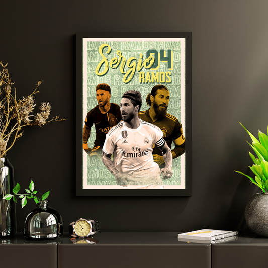 Sergio Ramos Football Black Framed Poster