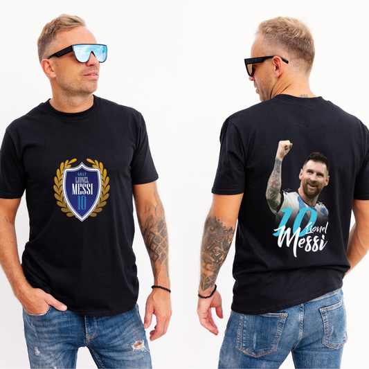 Leo Messi 10 Crest Theme Classic T-Shirt - BanterBox