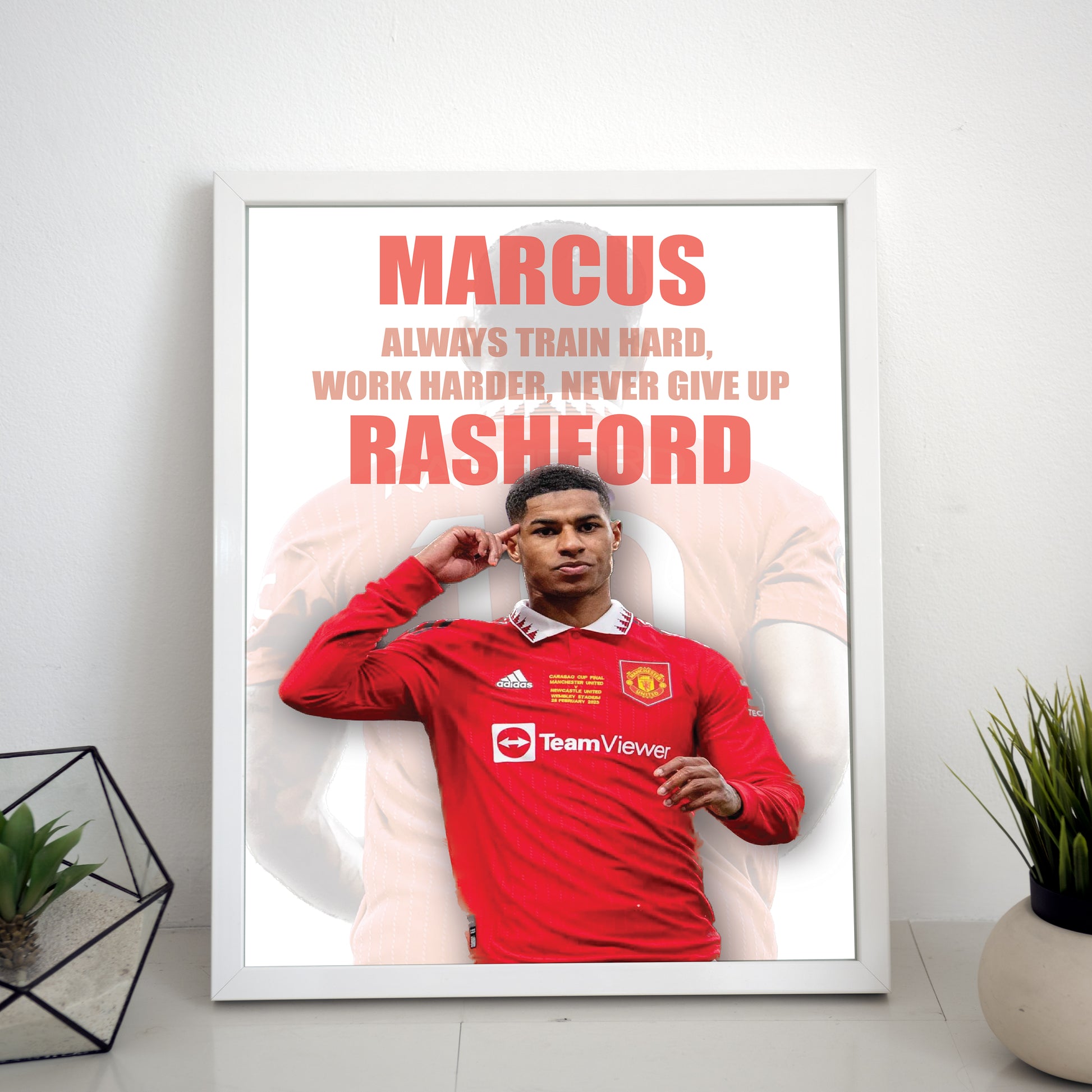 Marcus Rashford White Framed Poster
