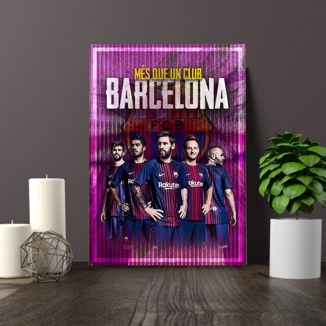 Barcelona Football Canvas Gerard Pique, Lionel Messi, Sergio Aguero, Xavi