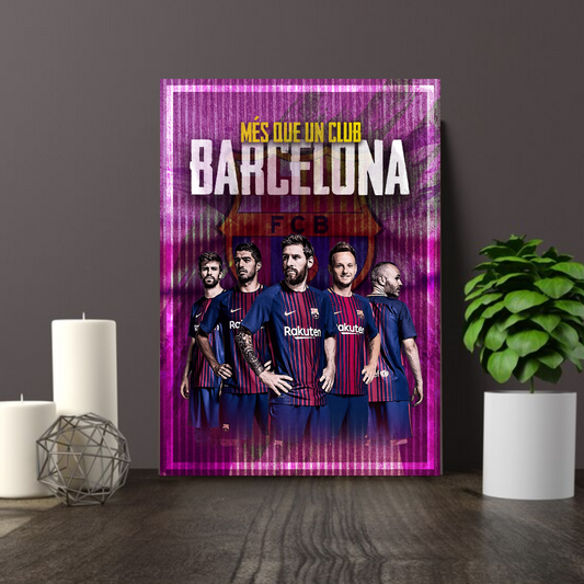 Barcelona Football Canvas Gerard Pique, Lionel Messi, Sergio Aguero, Xavi