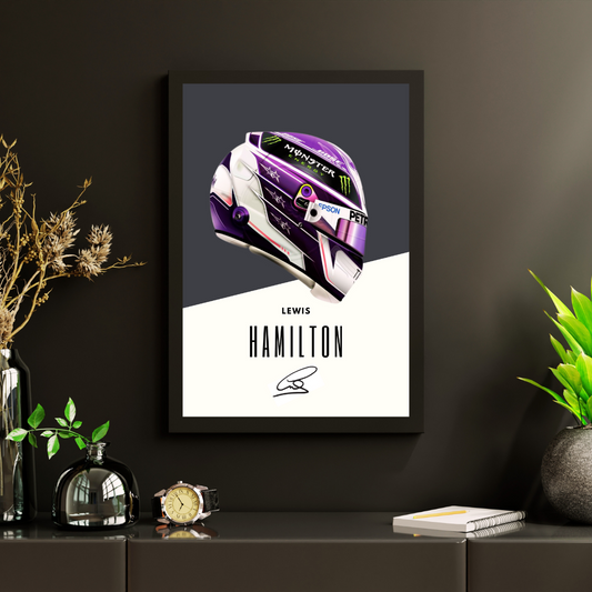 Lewis Hamilton Helmet Theme Poster/Frame/Canvas - BanterBox