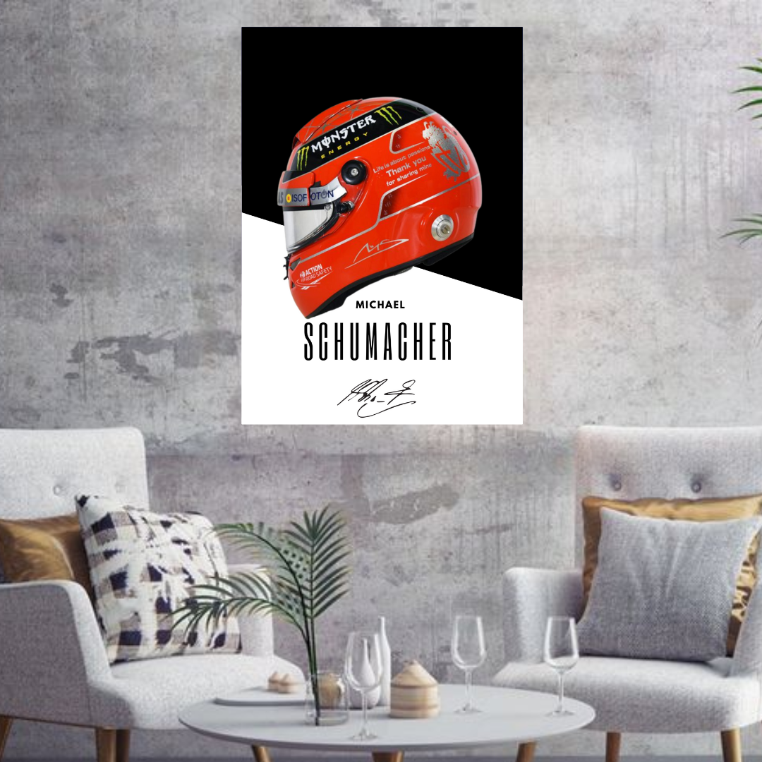 Michael Schumacher Helmet Theme Poster/Frame/Canvas - BanterBox